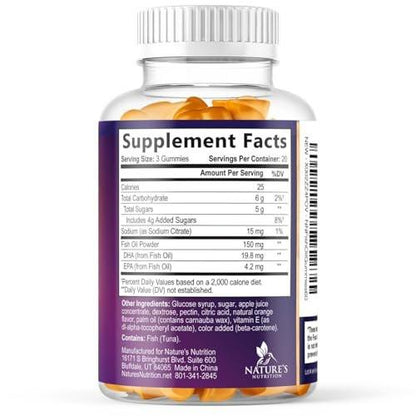 Omega 3 Fish Oil Gummies - 3X Strength Heart Health Support - High Absorption Omega 3 Fish Oil Gummy Supplement with DHA & EPA - Joint & Brain Support for Adults - Tasty Orange Flavor - 120 Gummies