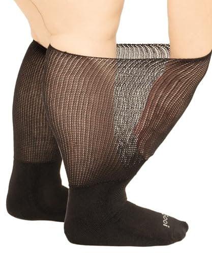 Gooi Extra Wide Socks for Swollen Feet Soft Stretch to 30" Seniors Diabetics Men Women 10-13 13-15 Non Binding Loose Fit Top Edema Lymphedema Neuropathy Bariatric Cover Cast Over The Calf Plus Size - görsel 16