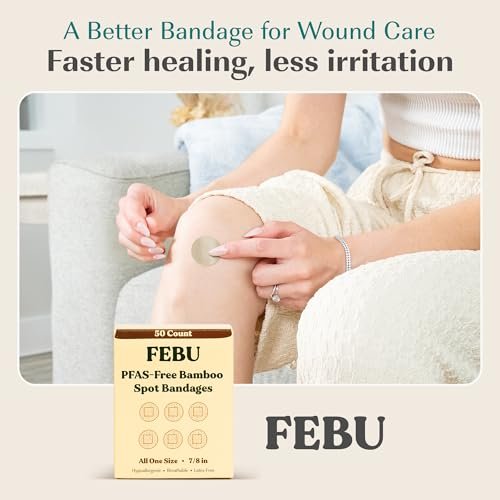 FEBU Eco-Friendly Bamboo Fabric Bandages | PFAS Free Bandages for Scrapes & Cuts | Flexible Fabric Bandage | Fully Compostable, Latex Free Bandage | 200 Count Bulk Variety - görsel 11