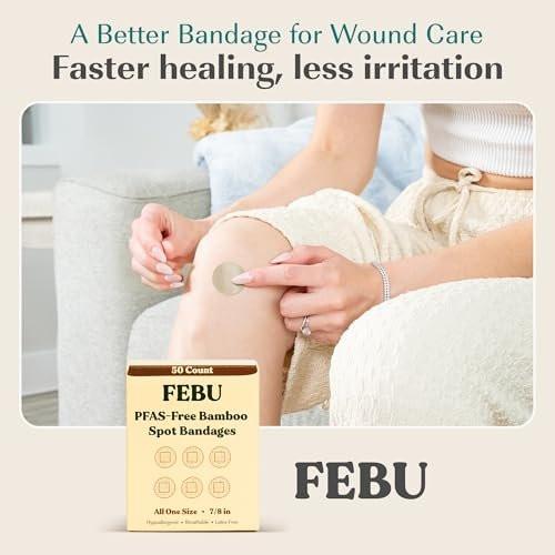 FEBU Bamboo Fabric Bandages | PFAS Free Flexible Fabric Bandages | Latex Free Bandage | Natural Hypoallergenic Bandage for Scrapes, Cuts & First Aid | 1in x 3in | 100 Count Pack - görsel 7