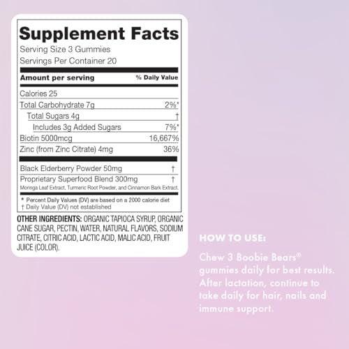 Boobie Bears Lactation Support Gummies | Helps As Milk Supply Booster & Supports Immune Health & Hair Growth | Breastfeeding Supplements with Zinc & Elderberry for Milk Supply Increase, 60 Count - görsel 14