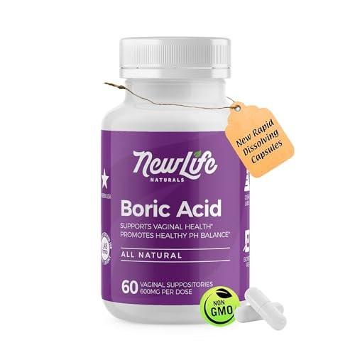 NewLife Naturals Boric Acid Suppositories for Women – 600mg NF Grade Boric Acid Powder, Vaginal Odor & pH Balance, Vaginal Suppositories, Made in USA, 60 Count - görsel 2