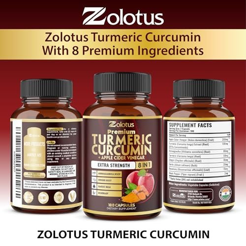 7 in 1 Turmeric Curcumin + Apple Cider Vinegar Capsules, 6 Month Supply with Ashwagandha, Ginger, Garlic Bulb, 180 Capsules - görsel 6