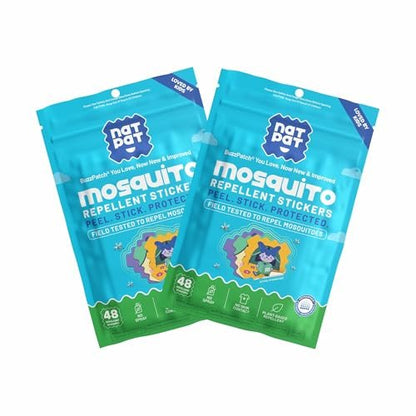 NATPAT BuzzPatch Mosquito Patch Stickers for Kids - All Natural, Plant Based Ingredients, Non-Toxic, DEET Free, Citronella Insect Patches, for Toddlers, Babies, Children (2 Pack, 96 Units)