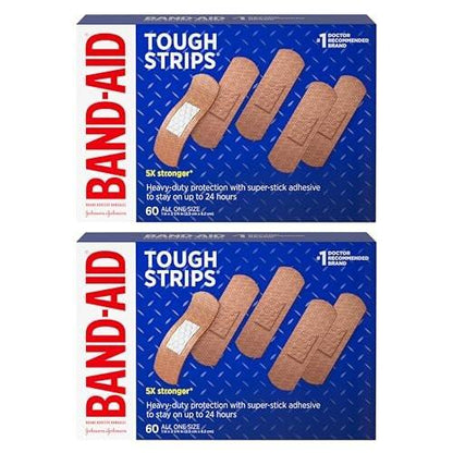 BAND-AID Brand Tough Strips Adhesive Bandages for Wound Care, Durable Protection for Minor Cuts and Scrapes, All One Size, 2 Pack