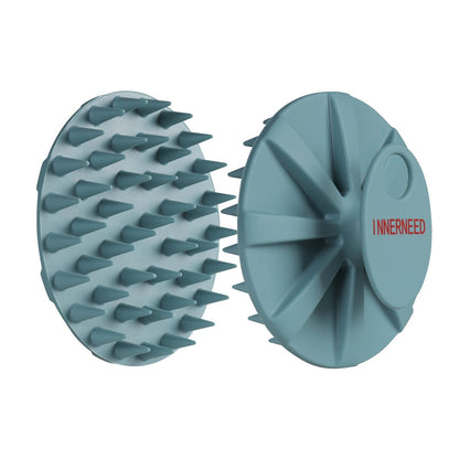 INNERNEED Scalp Massager Shampoo Brush, Wet & Dry Manual Scalp Care Head Scrubber Hair Washing, Soft Silicone Bristles, for Hair Growth, Dandruff Removal (Dark Green)