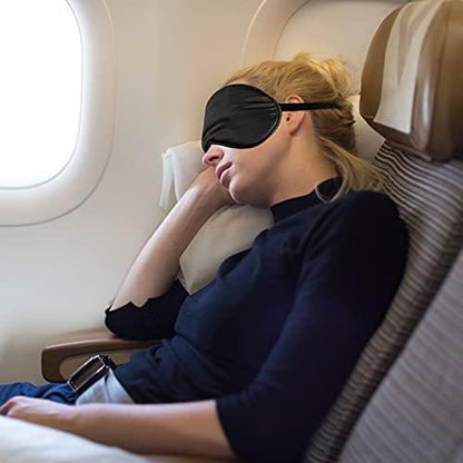6 Pieces Natural Silk Sleep Mask Soft Eye Mask Adjustable Strap Blindfold Eyeshade Smooth Comfortable Eye Cover with Bag for Sleeping (Black)