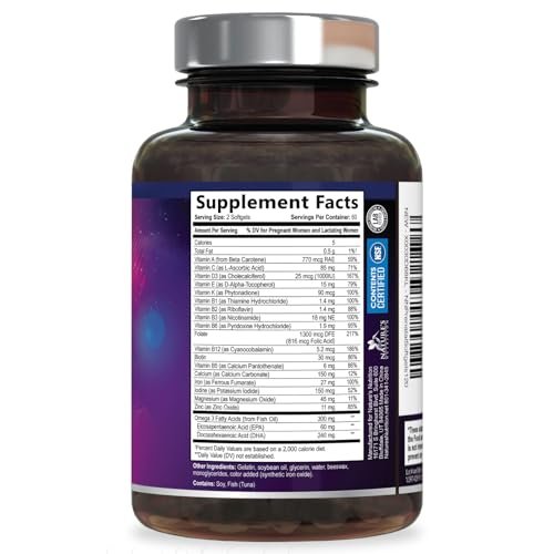Prenatal Vitamins for Women with Folic Acid + Omega 3 DHA for Fetal Brain Development, Best Prenatal Vitamin Supplement, Daily Pregnancy Multivitamin Nutritional Support, Non-GMO - 120 Softgels - görsel 9
