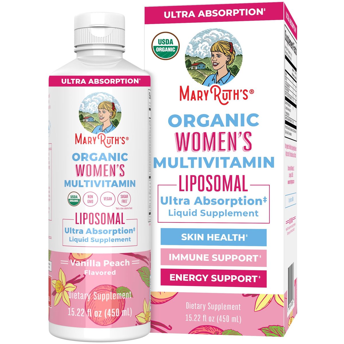 MaryRuth Organics USDA Organic Multivitamin for Women, Sugar Free Womens Multivitamin, Liquid Vitamins for Women, Immune Support Supplement, Ashwagandha, Methylfolate, Vegan, Non-GMO, 15.22 Fl Oz - görsel 11