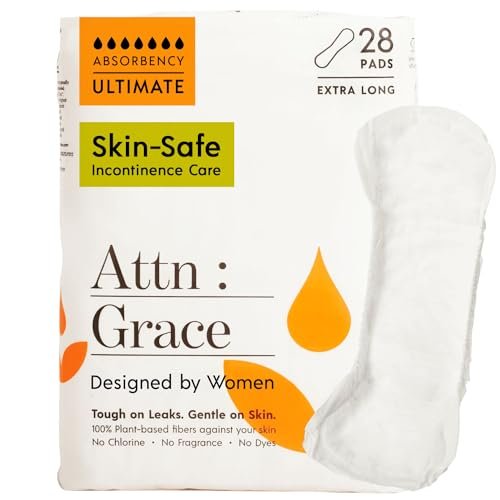Attn: Grace Ultimate Incontinence Pads for Women, 28-Pack - Plant-Based, High Absorbency, Breathable - Overnight Pads for Heavy Bladder Leaks & Sensitive Skin - görsel 1