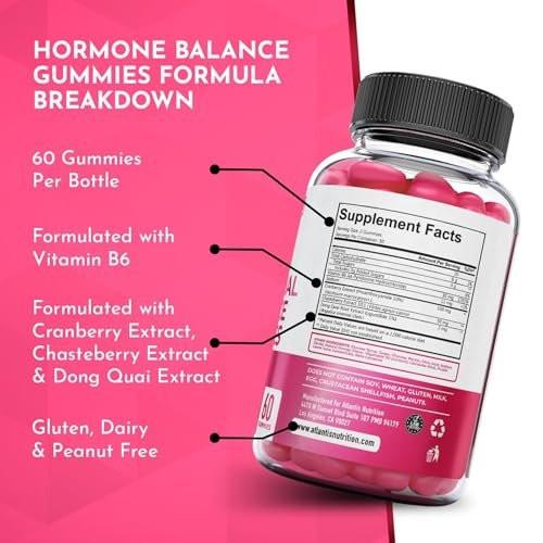 Atlantis Nutrition Hormonal Balance for Women & PMS Relief Gummies - Alleviates Cramps, Bloating, Mood Swings, Hot Flashes & Night Sweats - Cranberry, Dong Quai & Chasteberry Menstrual Cramp Relief - görsel 9