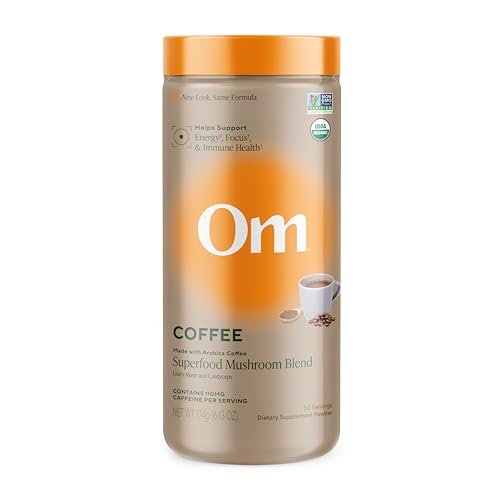 OM MUSHROOM SUPERFOOD Instant Coffee – Organic Arabica with Lion’s Mane, Cordyceps, Reishi, Turkey Tail & Ginkgo for Energy, Focus & Clarity – 6.24 oz Canister, 30 Servings - görsel 2