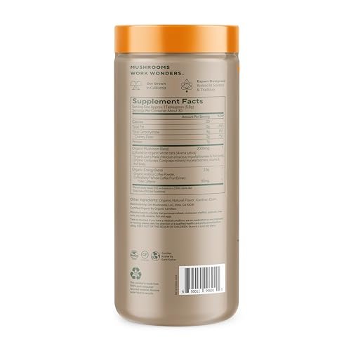 OM MUSHROOM SUPERFOOD Instant Coffee – Organic Arabica with Lion’s Mane, Cordyceps, Reishi, Turkey Tail & Ginkgo for Energy, Focus & Clarity – 6.24 oz Canister, 30 Servings - görsel 4