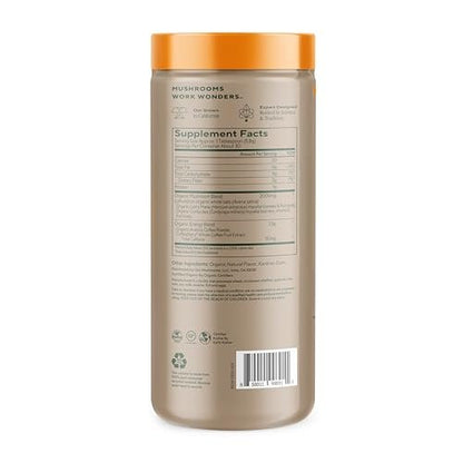 OM MUSHROOM SUPERFOOD Instant Coffee – Organic Arabica with Lion’s Mane, Cordyceps, Reishi, Turkey Tail & Ginkgo for Energy, Focus & Clarity – 6.24 oz Canister, 30 Servings