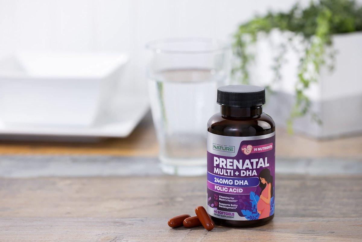 Prenatal Vitamins for Women - Multivitamin with DHA, Folic Acid, Vitamin C, B12, Iron & Omega-3 - Before, During & Post Pregnancy Supplement for Healthy Growth & Brain Development - 60 Softgels - görsel 1