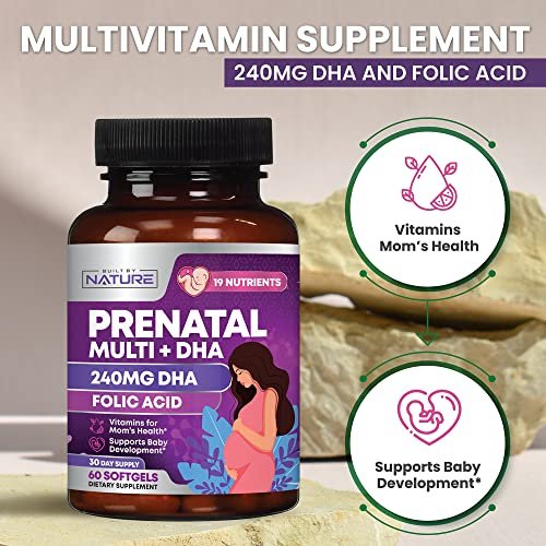 Prenatal Vitamins for Women - Multivitamin with DHA, Folic Acid, Vitamin C, B12, Iron & Omega-3 - Before, During & Post Pregnancy Supplement for Healthy Growth & Brain Development - 60 Softgels - görsel 9