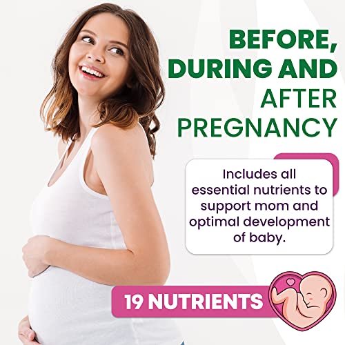 Prenatal Vitamins for Women - Multivitamin with DHA, Folic Acid, Vitamin C, B12, Iron & Omega-3 - Before, During & Post Pregnancy Supplement for Healthy Growth & Brain Development - 60 Softgels - görsel 5