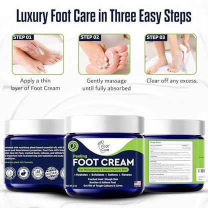 FOOT CURE Tea Tree Oil Foot Cream - Moisturizing Athletes Foot Care For Dry Cracked Feet Cream - Heel & Callus Removal, Toenail Treatment, Ringworm Itchiness Relief - Foot Cream, 2 ounce (Pack of 1)