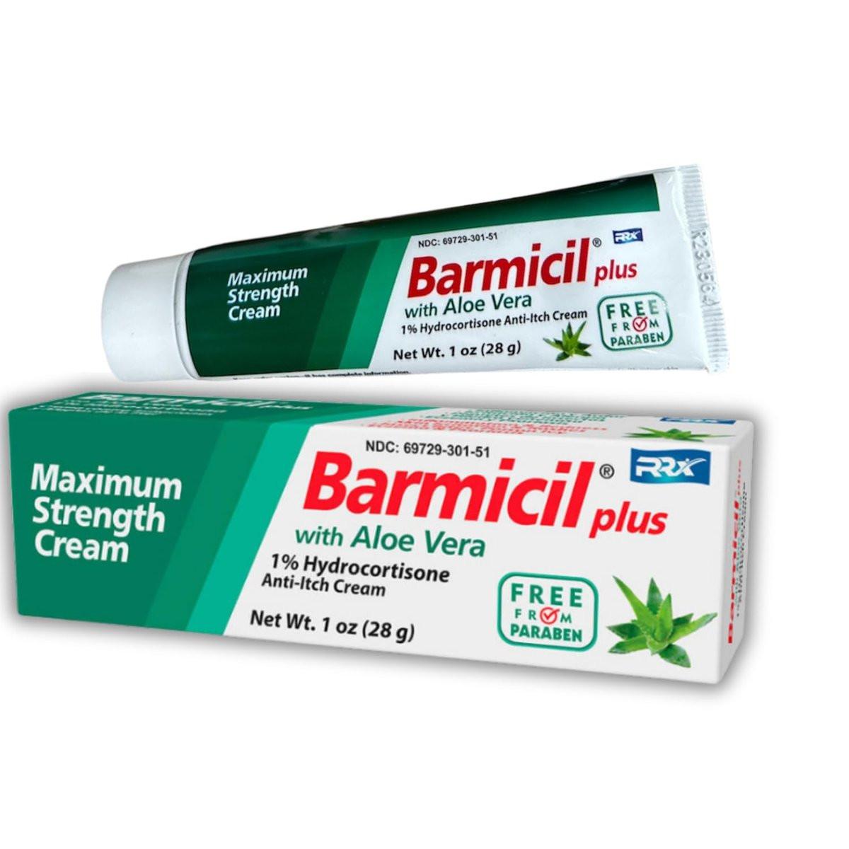 Barmicil Plus Maximum Strength 1% Hydrocortisone Cream, Intensive Anti-Itch & Relief for Eczema, Psoriasis, Rash, Bug Bites, Poison Ivy, Paraben-Free Formula with Soothing Aloe Vera, 1 oz. Tube - görsel 4