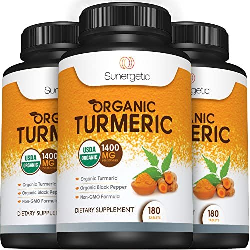 Sunergetic USDA Certified Organic Turmeric Supplement – Includes Organic Turmeric & Organic Black Pepper – 1,400mg of Turmeric per Serving - 180 Count (Pack of 1) - görsel 5