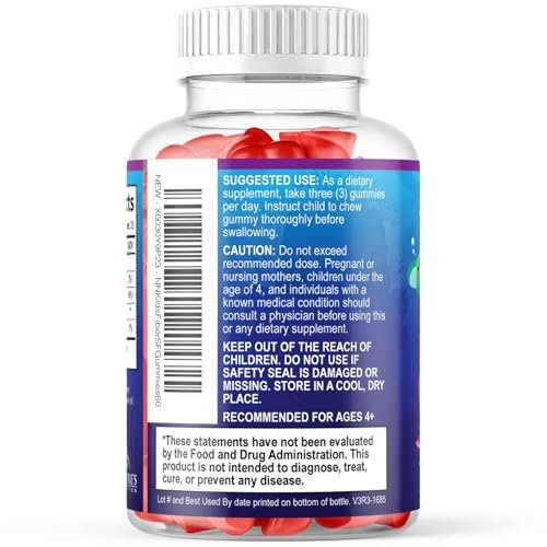 Kids Fiber Gummies – Sugar Free Prebiotic Plant-Based Fiber 4g per Serving Supplement - Improved Soluble Formula Supports Digestive Health & Regularity - Natural Berry Flavor Chewable - 60 Gummies - görsel 16