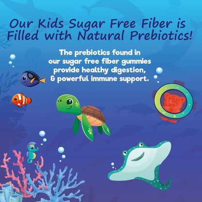 Kids Fiber Gummies – Sugar Free Prebiotic Plant-Based Fiber 4g per Serving Supplement - Improved Soluble Formula Supports Digestive Health & Regularity - Natural Berry Flavor Chewable - 60 Gummies