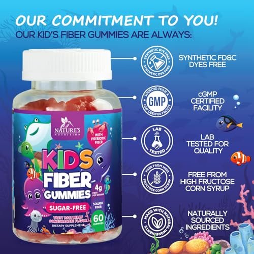 Kids Fiber Gummies – Sugar Free Prebiotic Plant-Based Fiber 4g per Serving Supplement - Improved Soluble Formula Supports Digestive Health & Regularity - Natural Berry Flavor Chewable - 60 Gummies - görsel 8