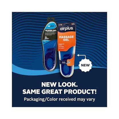 Airplus Super Gel Cushion Insole for Men’s Shoe Sizes 8-14 – All-Day Comfort, Shock Absorption, Gel Zones, Full-Length Footbed, Trim-to-Fit for Casual, Athletic, Dress Shoes, and Work Boots
