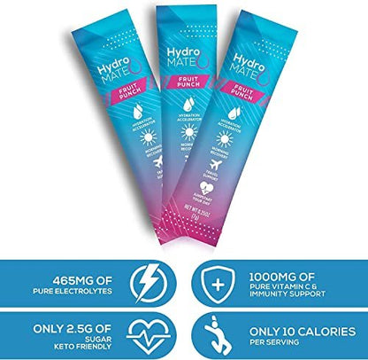 HydroMATE Electrolyte Powder Fruit Punch – Great Taste: Refreshing fruit punch flavor that encourages increased – Image 14