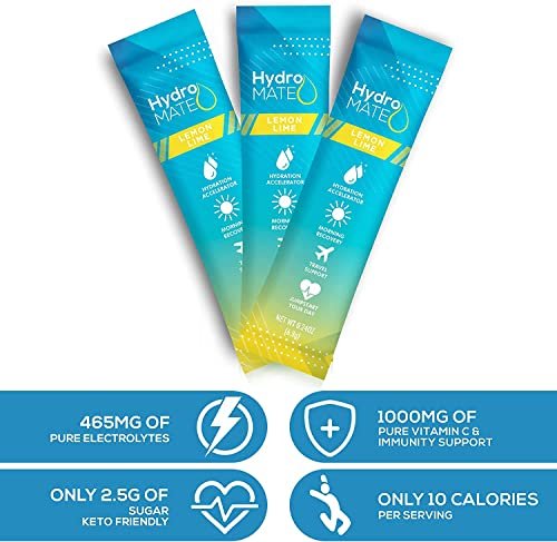 HydroMATE Electrolyte Powder Lemon Lime – Low Sugar Formula: With significantly less sugar than traditional sports – Image 8
