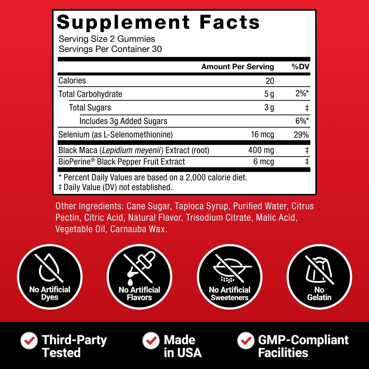 Force Factor Black Maca Gummies for Men & Women, Boost Energy, Strength, Drive & Vitality, BioPerine & Selenium for Superior Absorption, Peruvian Black Maca Root Extract, Passion Berry, 60 Gummies - görsel 15