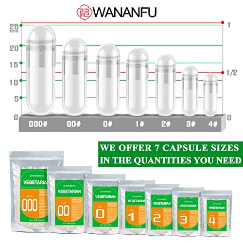 wananfu Size 1 Empty Capsules Vegetarian (100 Count) Bundle with Micro Lab Spoon, Clear Fillable Veggie Pill Capsules Size 1 for Making Your Own Supplements - görsel 12
