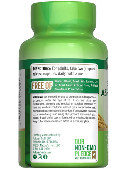 Nature's Truth Ashwagandha Capsules | 90 Count | Extra Strength | with Black Pepper | Non-GMO & Gluten Free Supplement