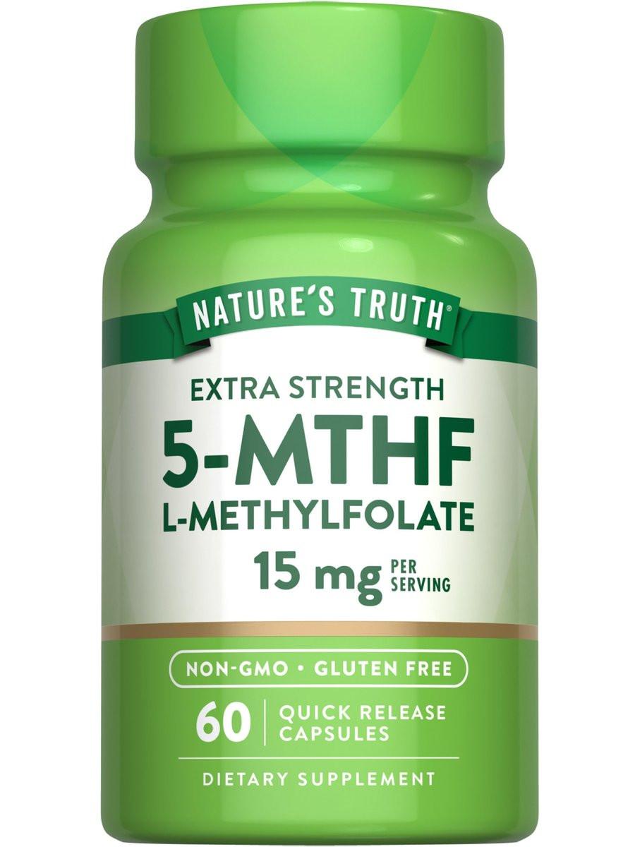 Nature's Truth L Methylfolate 15mg | 60 Capsules | Non-GMO & Gluten Free Supplement | Extra Strength - görsel 1