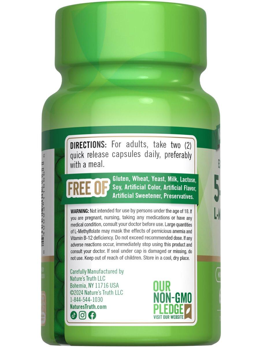 Nature's Truth L Methylfolate 15mg | 60 Capsules | Non-GMO & Gluten Free Supplement | Extra Strength - görsel 13