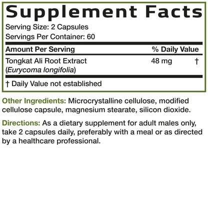 Bronson Longjack Tongkat Ali Extra Strength, 120 Vegetarian Capsules