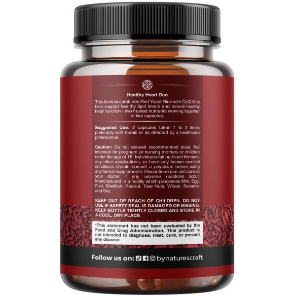 Natures Craft Red Yeast Rice with CoQ10 – Easy to Swallow: Capsules are designed for easy ingestion, even for – Image 5