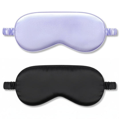 2Pack Silk Sleep Mask, IEKEODI Eye Mask for Sleeping, Elastic Blackout Eye Mask & Blindfold for Full Night's Sleep, Travel and Nap (Black+Purple)