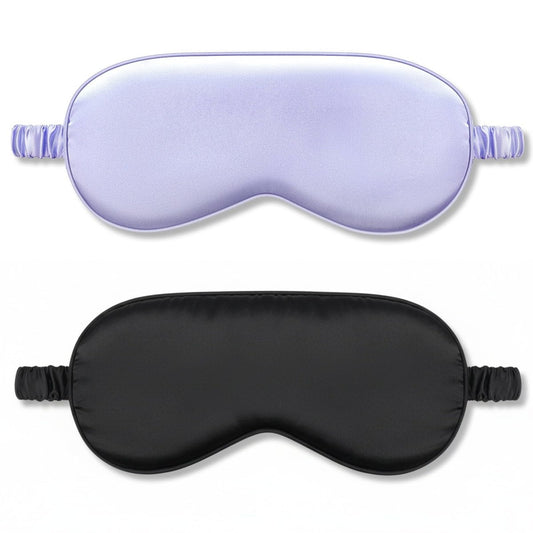 2Pack Silk Sleep Mask, IEKEODI Eye Mask for Sleeping, Elastic Blackout Eye Mask & Blindfold for Full Night's Sleep, Travel and Nap (Black+Purple)