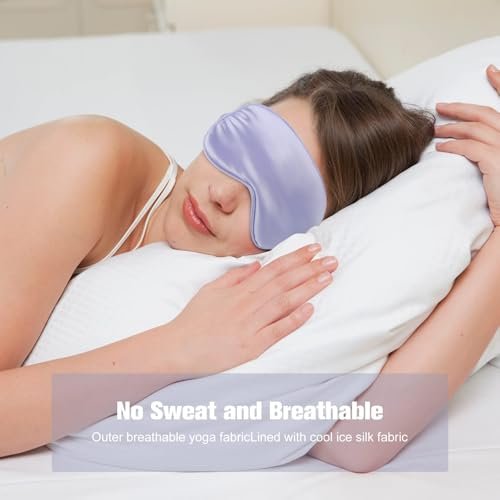 2Pack Silk Sleep Mask, IEKEODI Eye Mask for Sleeping, Elastic Blackout Eye Mask & Blindfold for Full Night's Sleep, Travel and Nap (Black+Purple) - görsel 10