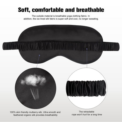 2Pack Silk Sleep Mask, IEKEODI Eye Mask for Sleeping, Elastic Blackout Eye Mask & Blindfold for Full Night's Sleep, Travel and Nap (Black+Purple)