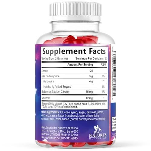 Melatonin Sleep Gummies - Melatonin 12mg Per Serving - Extra Strength Sleep Support Melatonin Gummy - Vegan Sleeping Gummy Supplement - Restful Sleep Support for Adults - Berry Flavor - 120 Gummies - görsel 18
