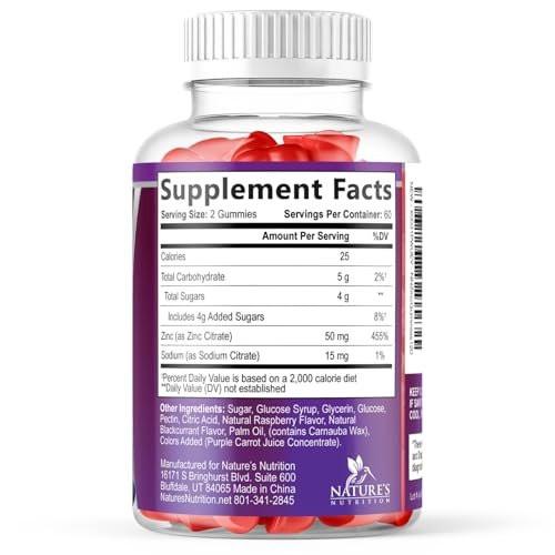Zinc Gummies - 50mg Zinc Per Serving Immune Skin & Bone Support Health Gummy - Premium Antioxidant Chewable, High Absorption Vegan, Best Supplements Vitamin for Adults, Tasty Berry Flavor, 120 Gummies - görsel 15