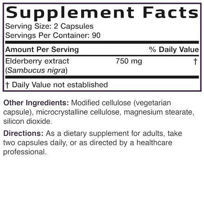 Bronson Elderberry Extra Strength, Supports Healthy Immune System & Antioxidant Protection, Non GMO, 180 Vegetarian Capsules