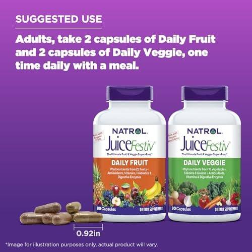 Natrol JuiceFestiv Vitamins & Supplements for Nutrition & Well-Being, Antioxidants for Cellular Health, 90 Capsules (2-Count), Up to 45 Day Supply - görsel 2