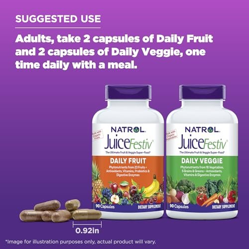 Natrol JuiceFestiv Vitamins & Supplements for Nutrition & Well-Being, Antioxidants for Cellular Health, 90 Capsules (2-Count), Up to 45 Day Supply - görsel 5