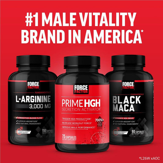 Force Factor Prime HGH Secretion Activator, HGH Supplement for Men with Clinically Studied AlphaSize to Help Trigger HGH Production, Increase Workout Force, and Improve Performance, 75 Capsules