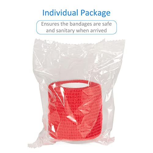 12Pcs 2”x 5 Yards Self Adhesive Bandage Wrap Elastic Bandage Wrap Self Adherent Cohesive Wrap Bandages for Wrist Ankle Vet Tape for Dogs Athletic Swelling Sprains Tape Grip Cover (Red) - görsel 3
