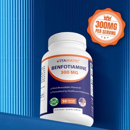 Vitamatic Benfotiamine 300 mg 90 Vegetarian Capsules - Fat Soluble Vitamin B1 Supplement - görsel 14