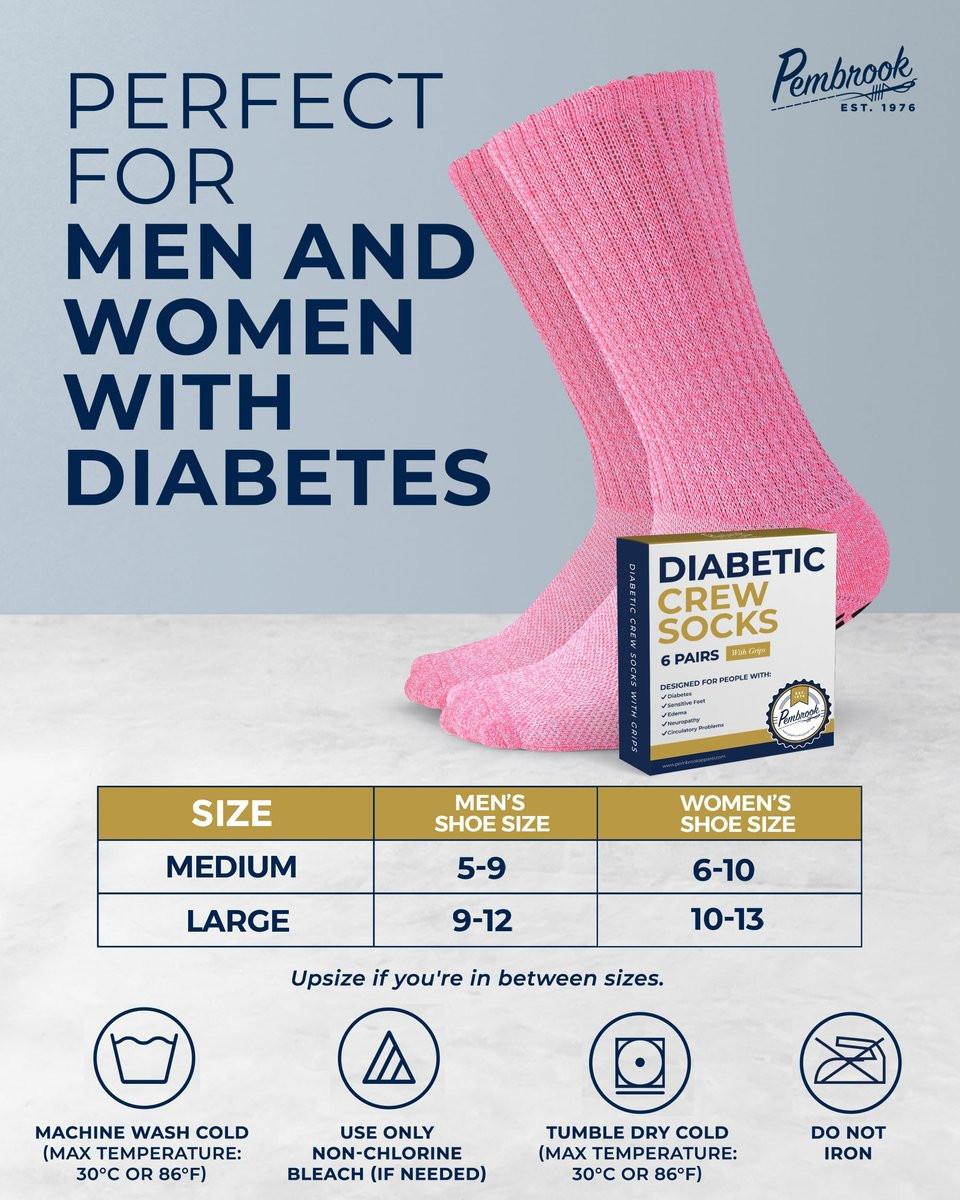 Pembrook 6 Pairs Diabetic Socks with Grippers for Men & Women - 12 Colors Neuropathy Socks for Women | Edema - görsel 6